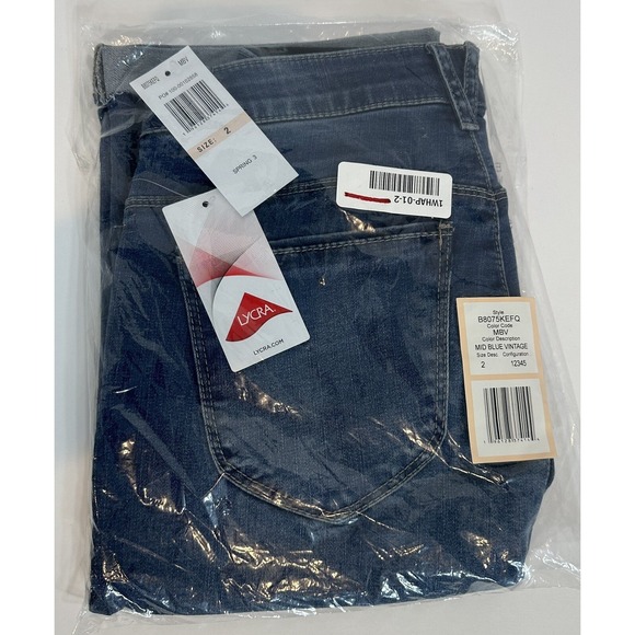 Democracy Womens Ab Solution Mid Blue Vintage High Rise  Bermuda Jean Short SZ 2 - Picture 7 of 16